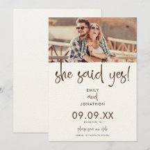 Minimalistisch Sie sagte Ja Foto Script