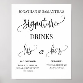 Minimalistisch Signature Drinks Paare Hochzeitszei Poster