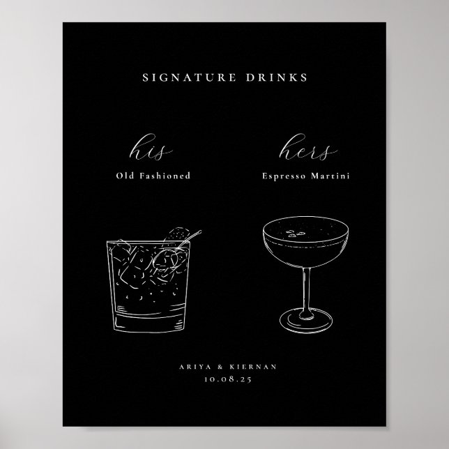 Minimalistisch Signature Drinks Poster (Vorne)