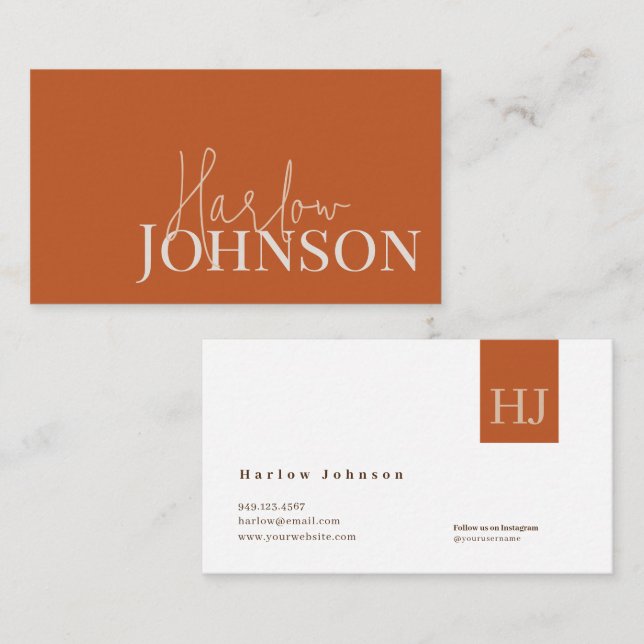 Minimalistisch Signature Earth Tones & Terracotta Visitenkarte (Vorne/Hinten)