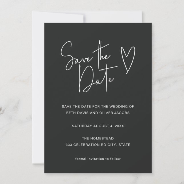 Minimalistisch Signature Schriftart Save the Date  (Vorderseite)