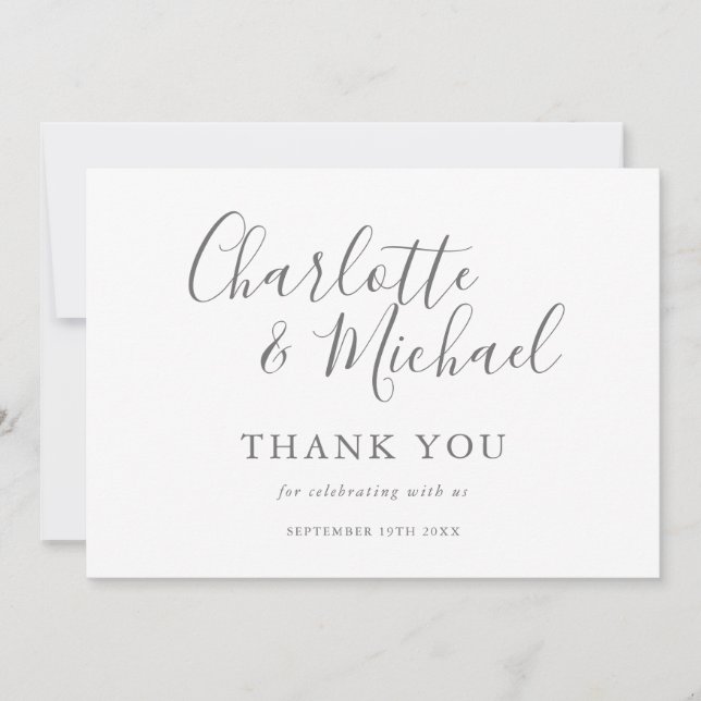Minimalistisch Signature Script Wedding Vielen Dan Dankeskarte (Vorderseite)