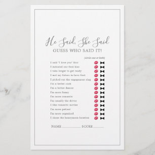 Minimalistisch Silber sagte er, sie sagte Spiel Flyer