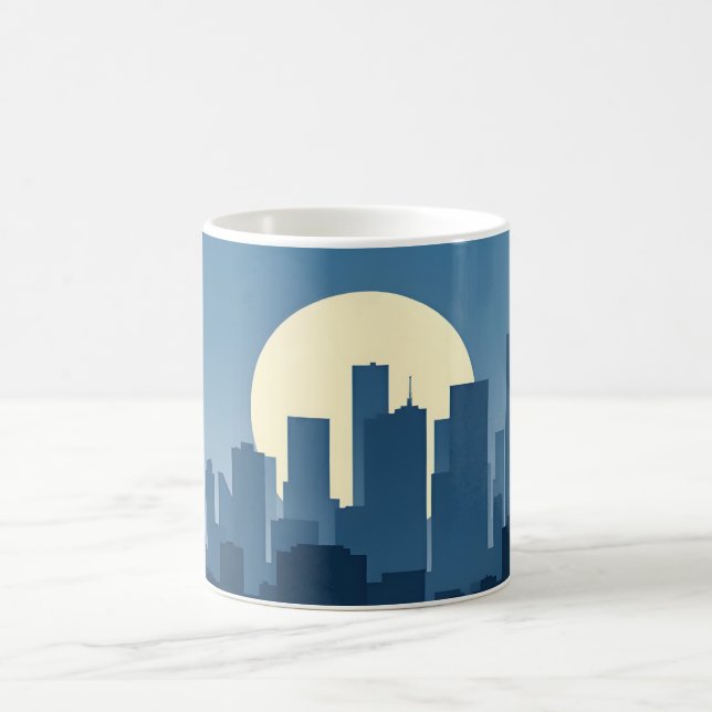 Minimalistisch Sillhouette Skycraper Soft Gold Blu Kaffeetasse (Mittel)
