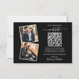 Minimalistisch Simple Black 2 Foto Wedding Website Karte