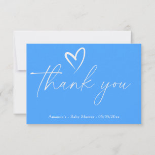 Minimalistisch Simple Blue Baby Dusche vielen Dank Dankeskarte
