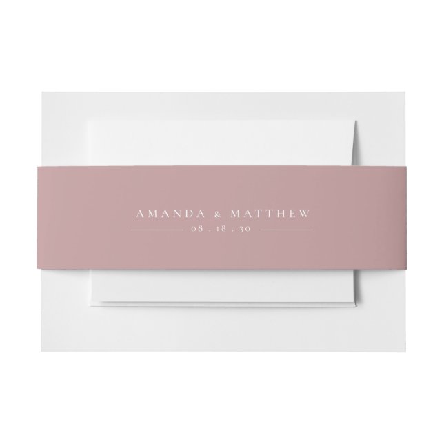Minimalistisch Simple Dusty Rose Mauve Wedding Einladungsbanderole (Vorderseite Beispiel)