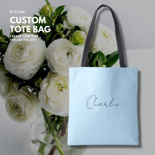 Minimalistisch Simple Elegant Blue Script Name Tasche