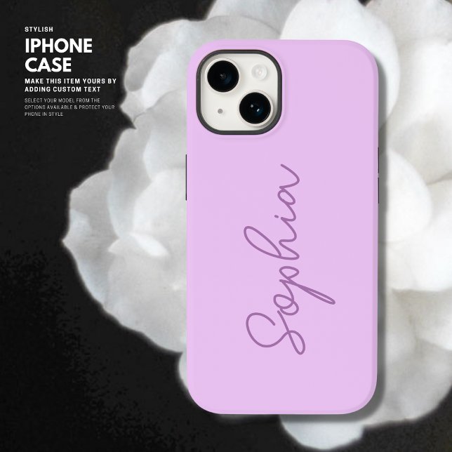 Minimalistisch Simple Elegant Lilac Script Monogra Case-Mate iPhone 14 Hülle (Von Creator hochgeladen)