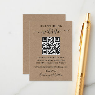 Minimalistisch Simple Kraft Wedding Website QR Begleitkarte