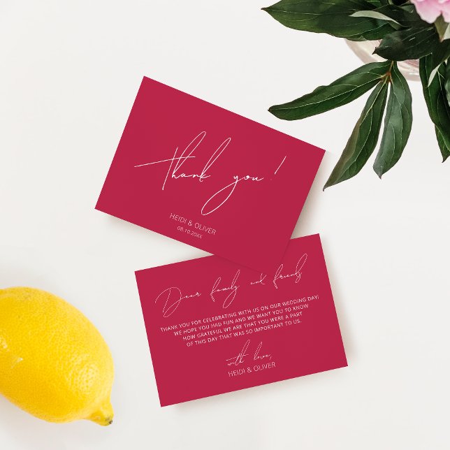 Minimalistisch Simple Magenta Wedding Dankeschön C Dankeskarte (Von Creator hochgeladen)
