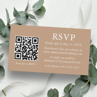 Minimalistisch Simple Taupe Wedding QR UAWG