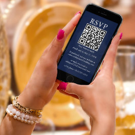 Minimalistisch Simple Wedding QR UAWG Blue Karte