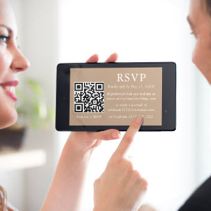 Minimalistisch Simple Wedding Taupe QR UAWG Karte