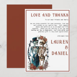 Minimalistisch Skeleton Couple Danke-Card Einladung