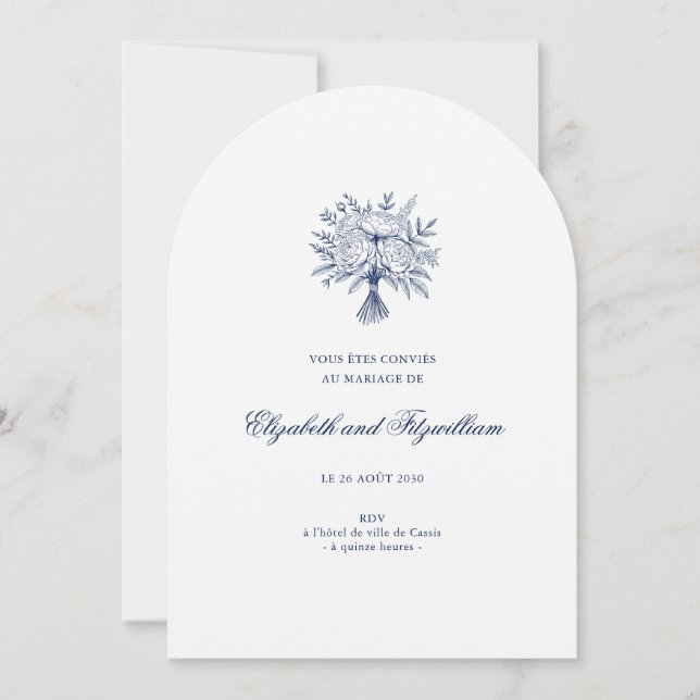 Minimalistisch sketched Bridal Bouquet Wedding Einladung (Vorderseite)