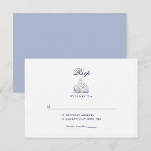Minimalistisch sketched Bridal Bouquet Wedding RSVP Karte