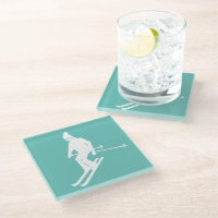 Minimalistisch Skier Winter Aquamarin White
