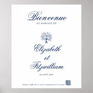 Minimalistisch skizzierte Bridal Bouquet Willkomme Poster