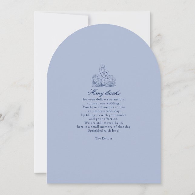 Minimalistisch skizzierte Liebe Swans Wedding Foto Einladung (Rückseite)