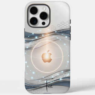 Minimalistisch Slate Blue Wave Design, anpassbar iPhone 16 Pro Max Hülle