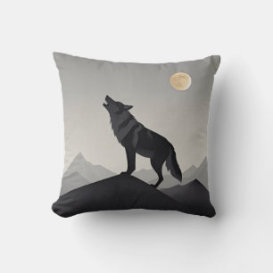 Minimalistisch Sleek Wolf Silhouette heulen Kissen