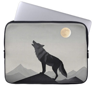 Minimalistisch Sleek Wolf Silhouette heulen Laptopschutzhülle