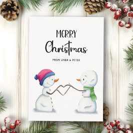 Minimalistisch Snowmen Couple Frohe Weihnachten