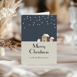 Minimalistisch Snowy Christmas Village Moderner Ur Karte