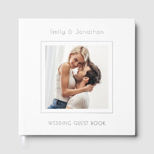 Minimalistisch Square Foto Wedding Guest Book Gästebuch (Vorderseite)