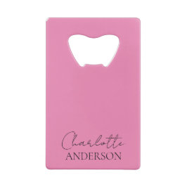 Minimalistisch Stilvolle Monogrammbezeichnung Rosa Geldbeutel Flaschenöffner