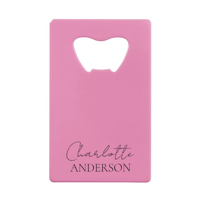 Minimalistisch Stilvolle Monogrammbezeichnung Rosa Geldbeutel Flaschenöffner (Rückseite)
