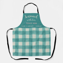 Minimalistisch Style Aquamarin Gingham Schürze