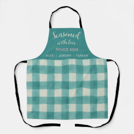 Minimalistisch Style Aquamarin Gingham Schürze