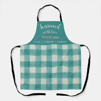 Minimalistisch Style Aquamarin Gingham Schürze