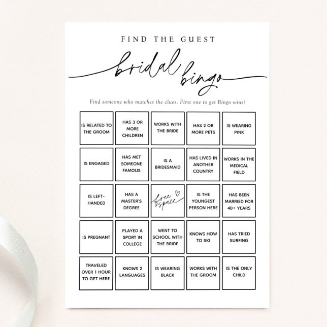 Minimalistisch Suchen Sie die Bridal Bingo Game Ca Einladung (Von Creator hochgeladen)