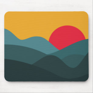 Minimalistisch Sun Peacock Blue und Orange Mousepad