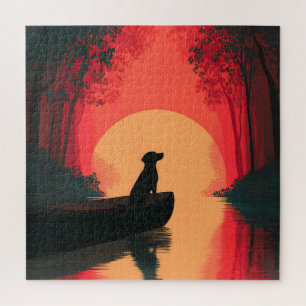 Minimalistisch Sunset Black Labrador Hund