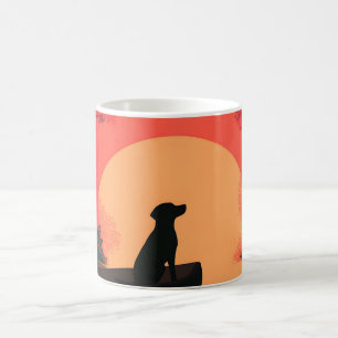 Minimalistisch Sunset Black Labrador Hund Kaffeetasse