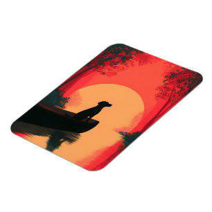 Minimalistisch Sunset Black Labrador Hund Magnet