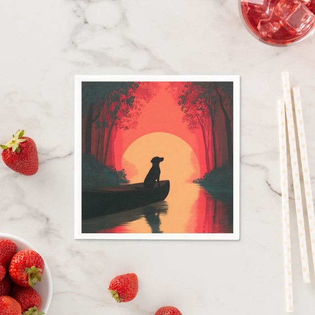 Minimalistisch Sunset Black Labrador Hund Serviette (Beispiel)