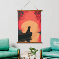 Minimalistisch Sunset Black Labrador Hund