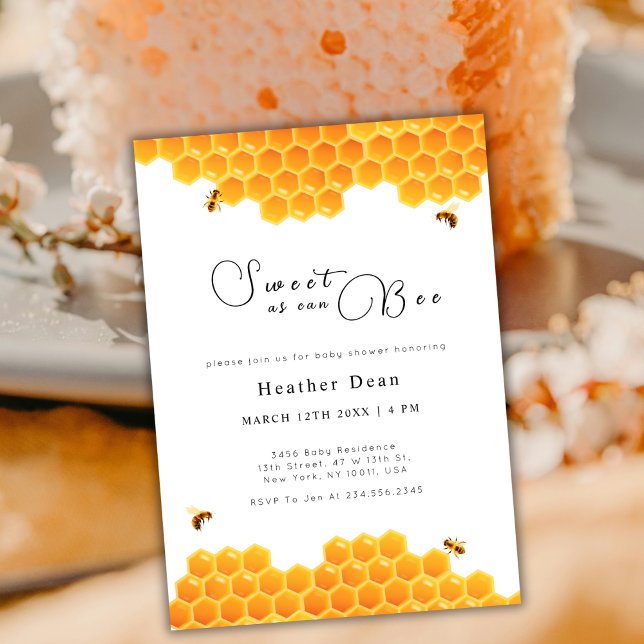 Minimalistisch süß wie kann Honey Baby Dusche Einladung (Minimal Sweet As Can Bee Honey Bumble Baby Shower Invitation)