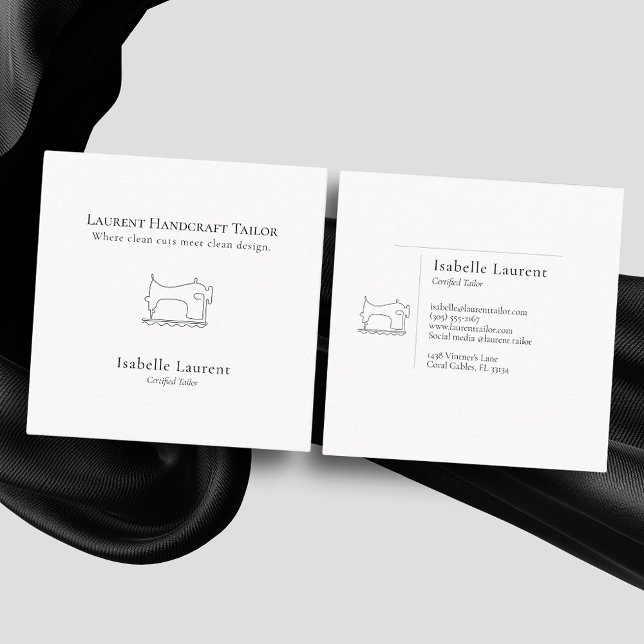 Minimalistisch Tailor Seamstress beruflich Quadratische Visitenkarte (Von Creator hochgeladen)