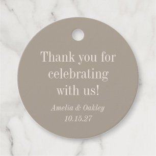 Minimalistisch Taupe Brown Elegant Wedding Vielen Geschenkanhänger