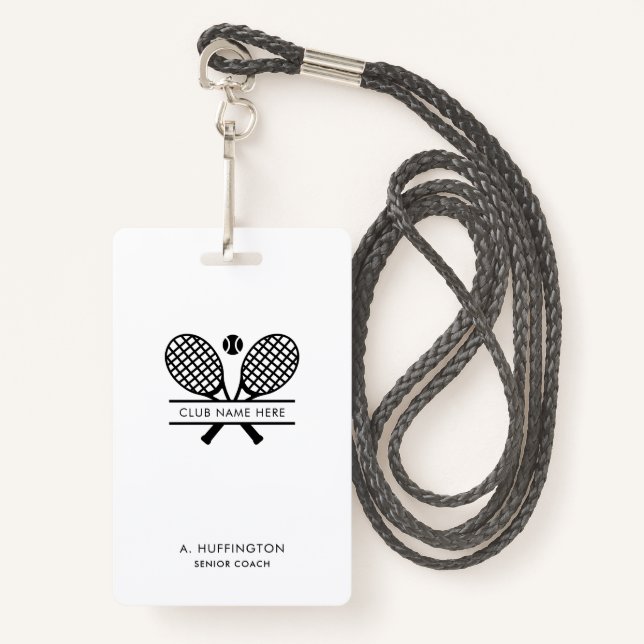 Minimalistisch Tennis Club Name Mitarbeiter ID Cus Ausweis (Vorderseite mit Schlüsselband)