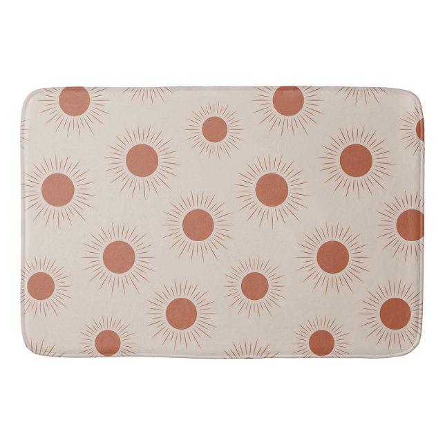 Minimalistisch Terracotta Abstrakt Boho Sun Patter Badematte (Vorderseite)