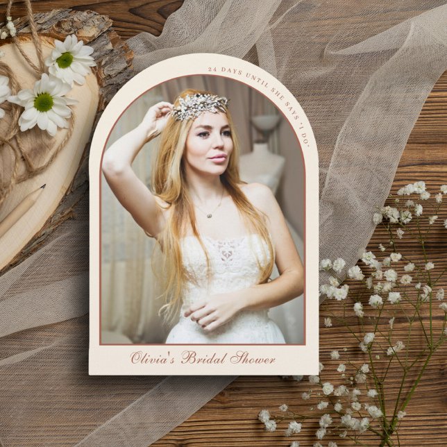 Minimalistisch Terracotta Arch Foto Brautparty Einladung (Von Creator hochgeladen)