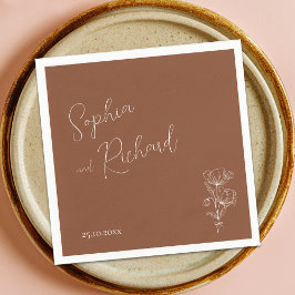 Minimalistisch Terracotta Boho Botanicals Hochzeit Serviette