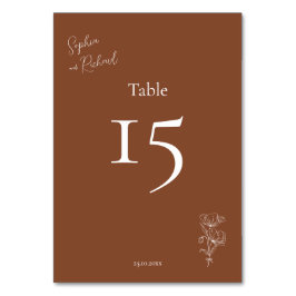 Minimalistisch Terracotta Boho Botanicals Hochzeit Tischnummer